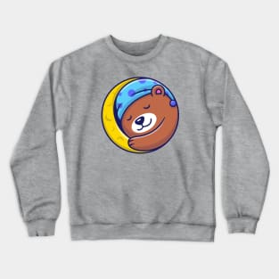 Cute Bear Sleeping On Moon Crewneck Sweatshirt